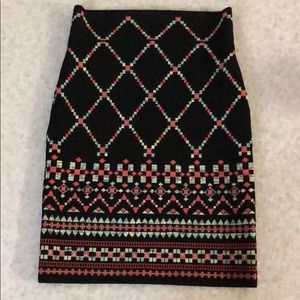 BCBGMAXAZRIA multi color bandage skirt.